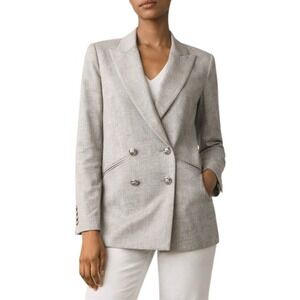 Veronica Beard Oria Dickey Blazer Jacket Size 2 Gray Silver Wool Work Date Night